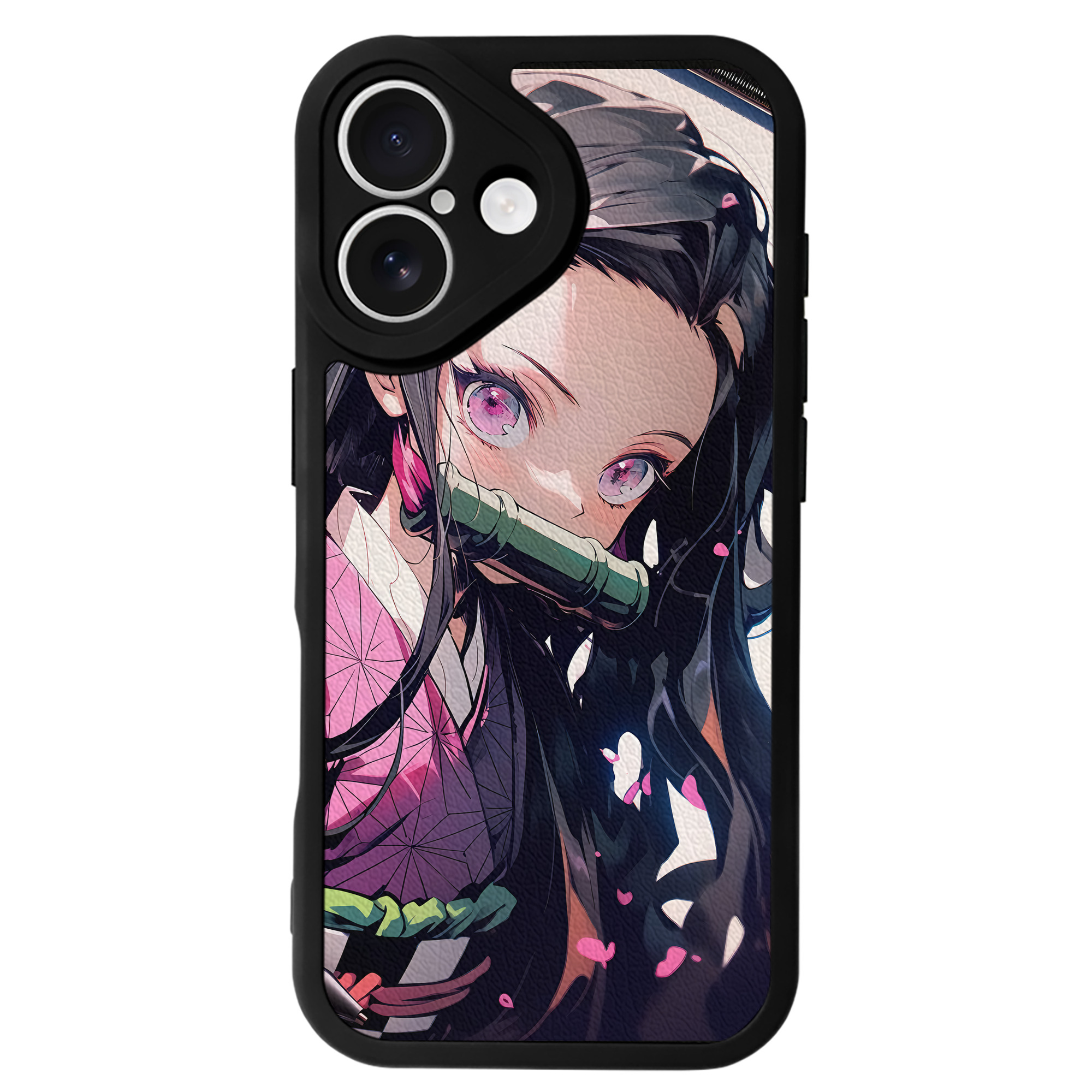 （画像用） 鬼滅の刃（きめつのやいば）竈門 禰󠄀豆子／かまど ねずこ Kamado Nezuko 【iPhone 16シリーズ対応】シリコンスマホケース（レザー調） 材質：シリコン